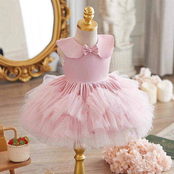 Baby Girl Birthday Pink Dress Girl Party Princess Dress Flower Girl Puffy Dress
