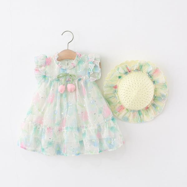 Summer New Baby Girl Floral Tulip Princess Dress