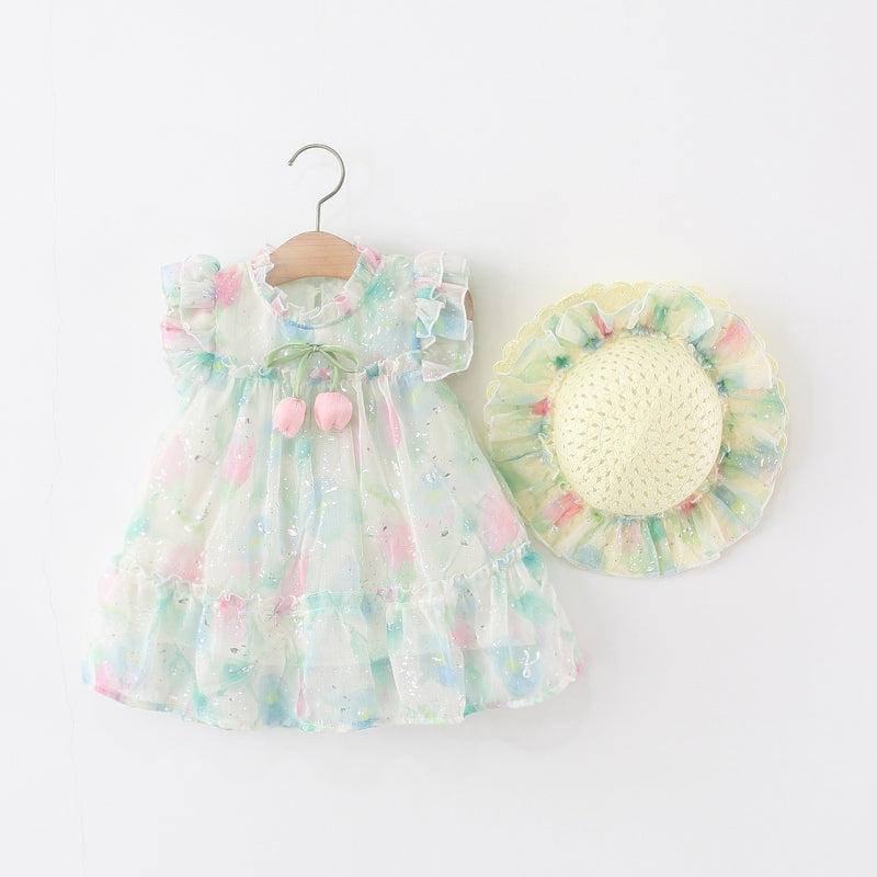Summer New Baby Girl Floral Tulip Princess Dress