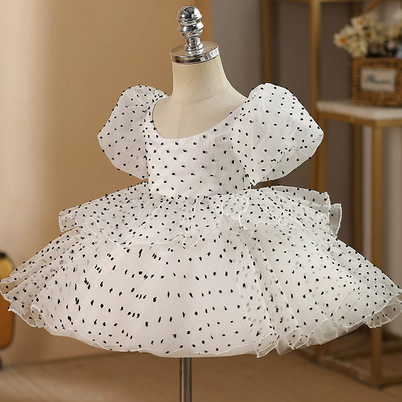 Elegant Baby Polka Dot Pageant Dresses Toddler Puffy Flower Girl Dresses