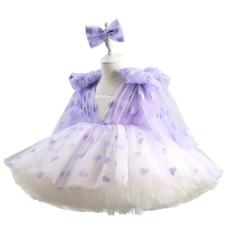 Girls Elegant Birthday Purple Dress Girls Party Princess Dress