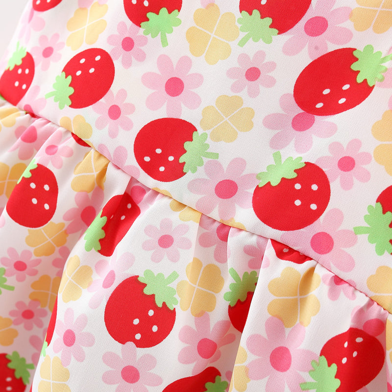 Baby Girls Printed Suit Girls Suspender Shorts Two-piece Suit