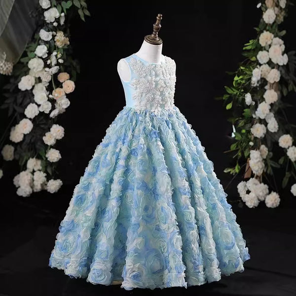 Girls Sleeveless Flower Dress Girls Birthday Princess Dress