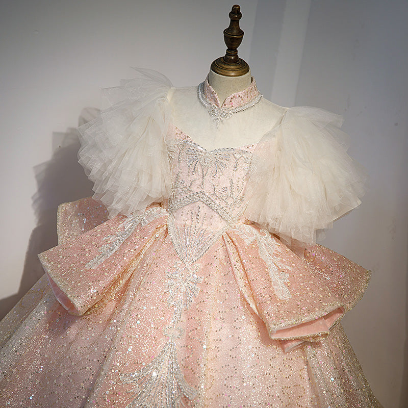 Luxury Baby Girl and Tddler Pageant Pink Puffy Birthday Prom Dress marryshe Luxury Baby Girl and Tddler Pageant Pink Puffy Birthday Prom Dress marryshe