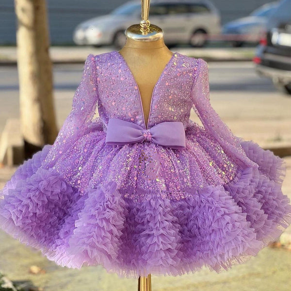 Baby Girl Sequins  Beauty Pageant Dress Toddler Birthday Princess Dress