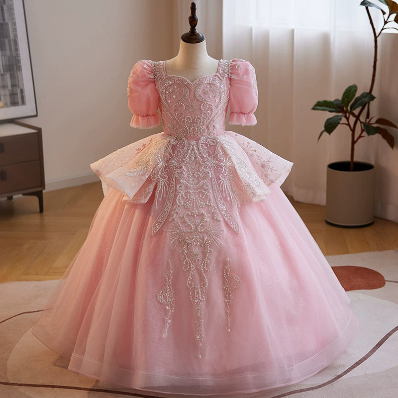formal dress for girls Baby Girls Trailing Formal Dress Girls Wedding Princess Dress, Pink / 4-5 Years (120cm)