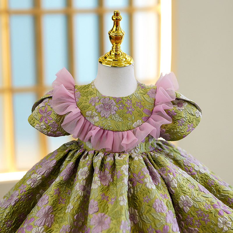 Baby Girl Dress Toddler Ball Gowns Flower Piano Performance Ruffle Princess Dress