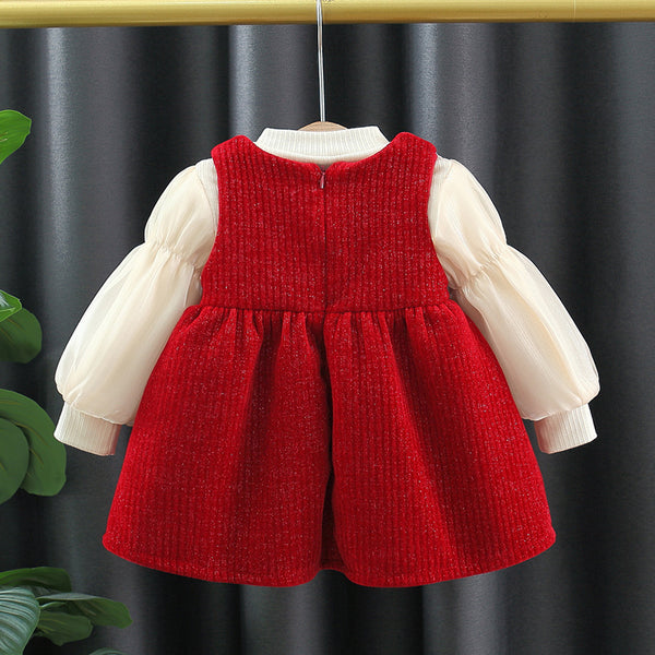 Girls Christmas Dresses Baby Girls Winter Cartoon Warm Dresses