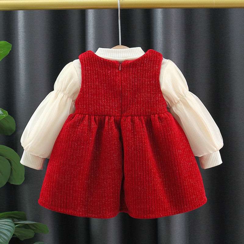Girls Christmas Dresses Baby Girls Winter Cartoon Warm Dresses