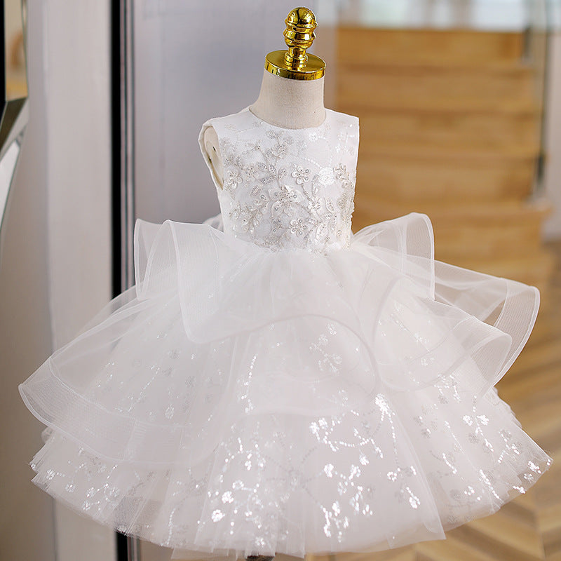 Baby Girl Sequin Pattern Shiny Pageant Princess Dress