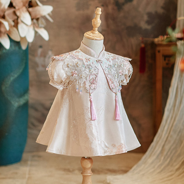 Baby Communion Dress Girl Birthday Princess Dress Baby Pink Cheongsam