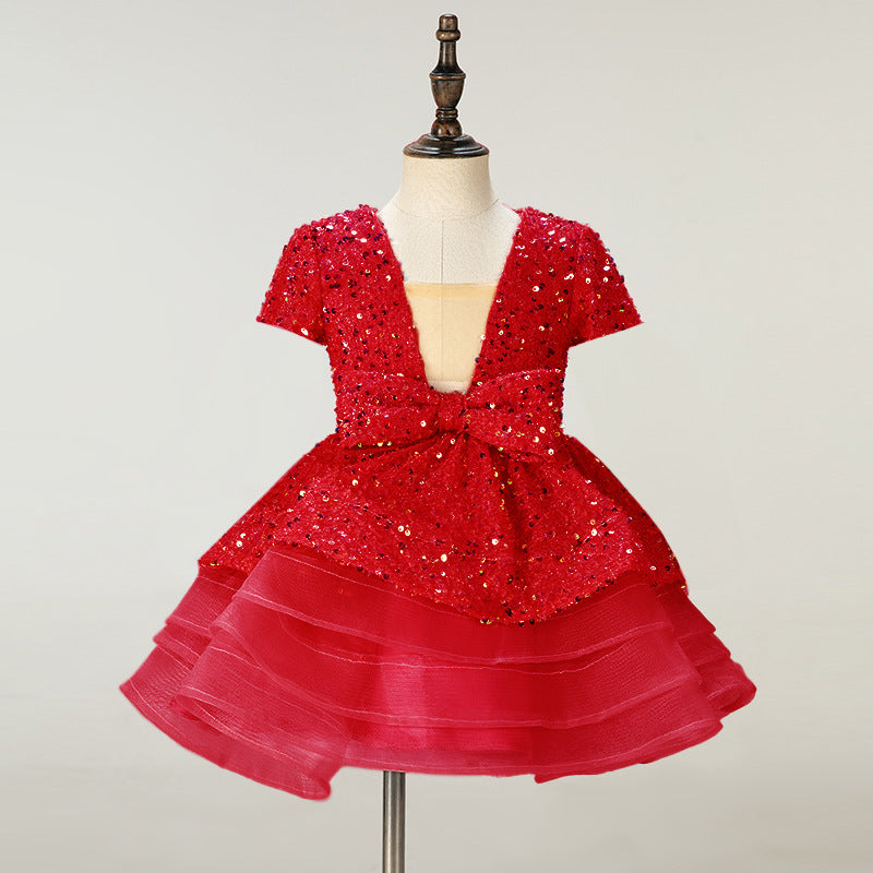 Baby Girl and Toddler Birthday Sequins  Pageant Princess Dress