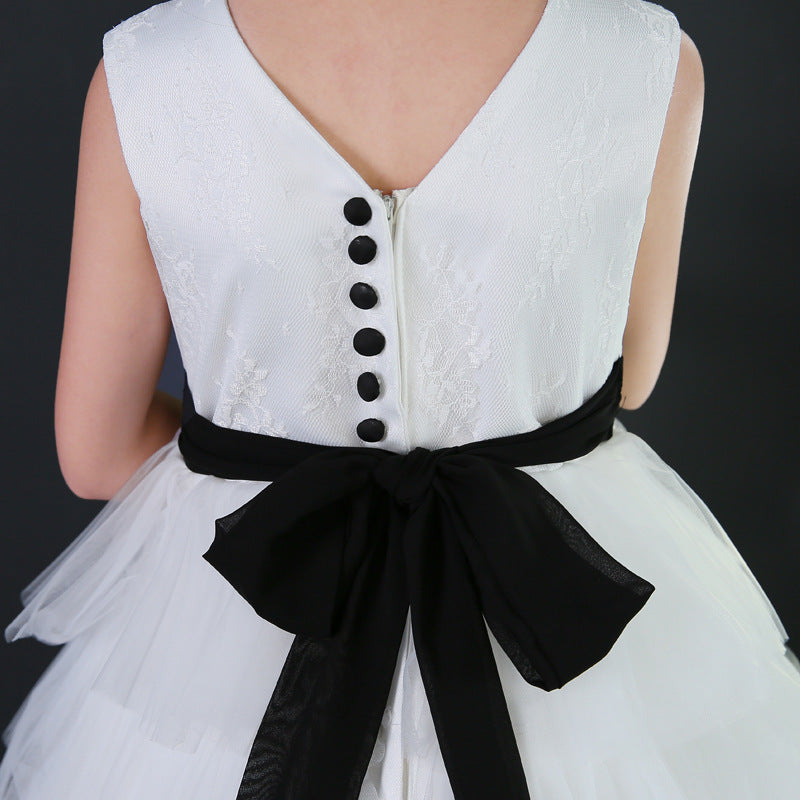 Summer Party Trail Dress Back Button Bow-knot Princess Dress