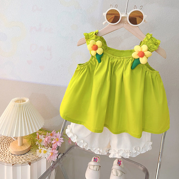 Summer Baby Thin Suspender Shorts Two Piece Set
