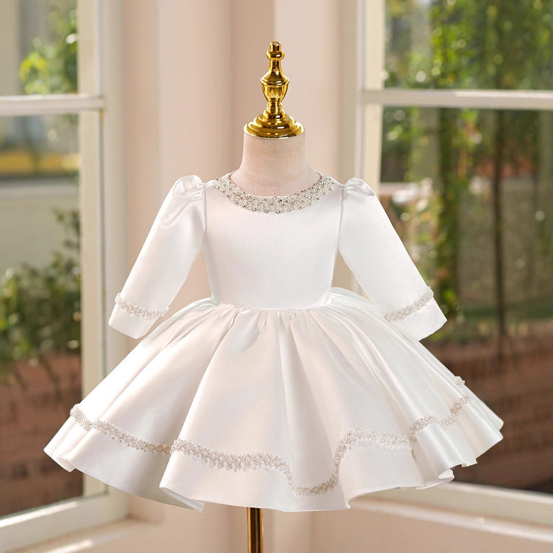 Girls Communion Dress Flower Girl White Wedding Dress Children's Birthday Princess Dress