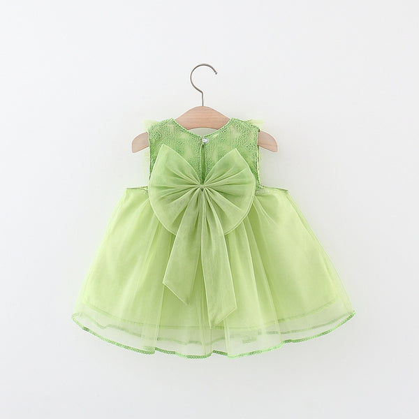 Summer Girls Dress Baby Embroidered Bow Princess Dress