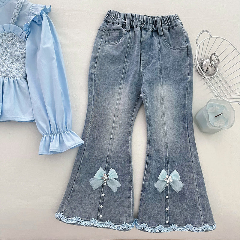 Girls Autumn Top and Flared Pants Two-piece Set