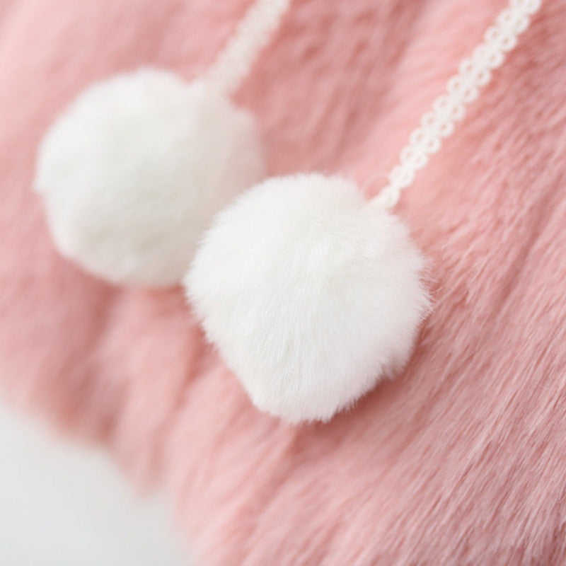 Girls' Winter Thickened Warm Hooded Cartoon Coat