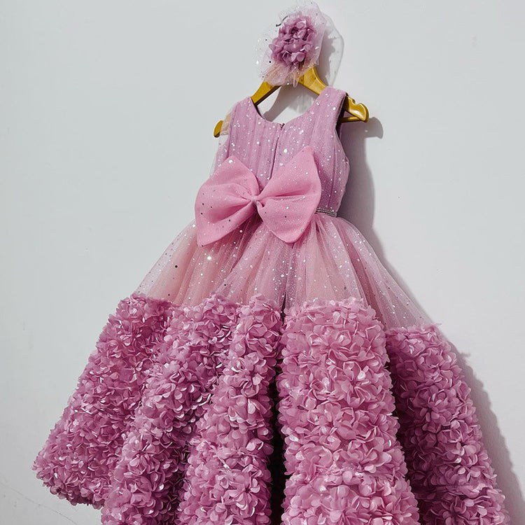 Elegant Baby Girl Sleeveless Sequin Princess Dress Girl Toddler New Year Bow Dress