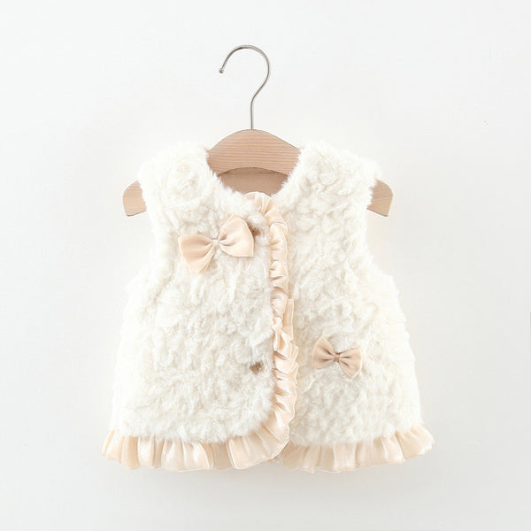 Girls Cute Warm Plush Vest Coat