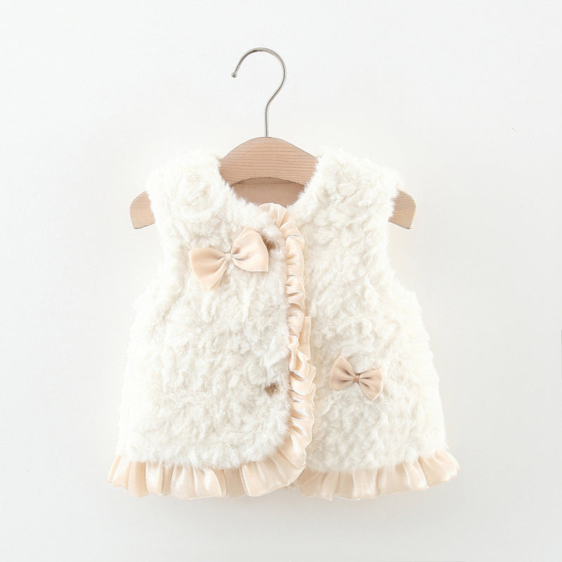 Girls Cute Warm Plush Vest Coat