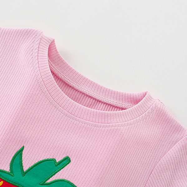Girls Summer Suit Round Neck T-shirt Shorts Two-piece Suit