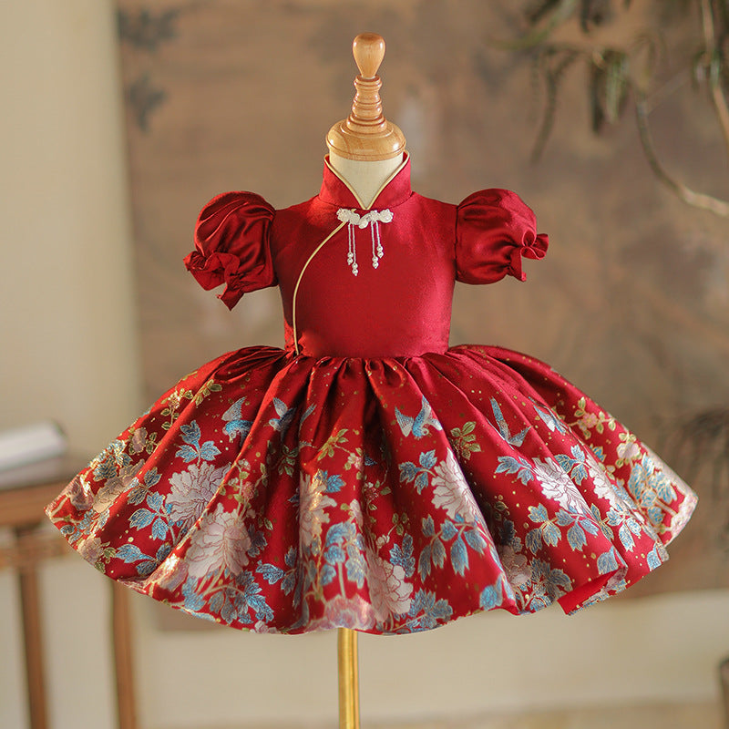 little red dress clothing Cute Baby Girl Red Baptism Dresses Toddler Princess Dresses
