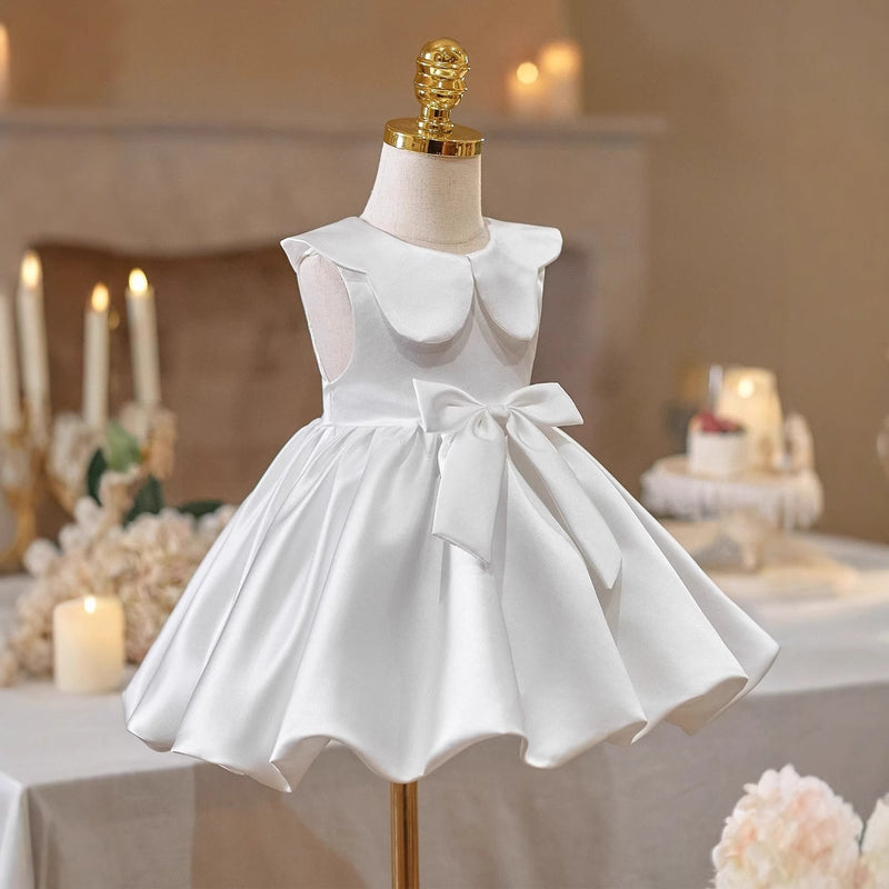 Girls White Birthday Dress Flower Girl Puff Princess Dress