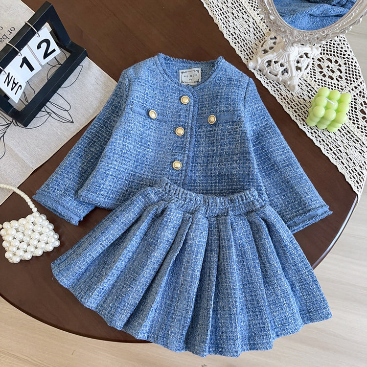 Girls Spring Party Dress Girls Cute Jacket Skirt Two-piece Set