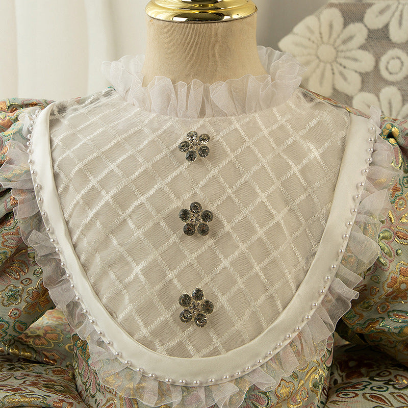 Baby Girls Retro Birthday Lace Puff Sleeve Princess Dress