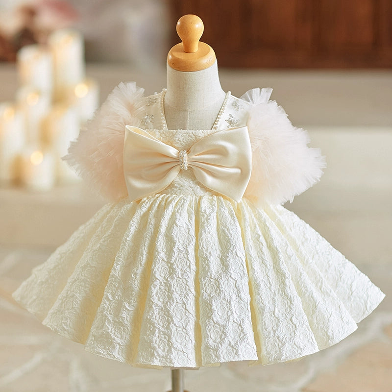 Girls' Birthday Dress Flower Girl Wedding Dress Girl's Puffy Princess Dress, Beige / 5-6 Years (130cm) Girls' Birthday Dress Flower Girl Wedding Dress Girl's Puffy Princess Dress, Beige / 5-6 Years (130cm)
