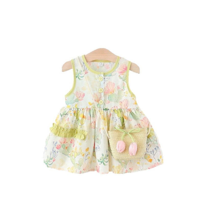 Children's Summer Dress Girls Flower Sleeveless Dress