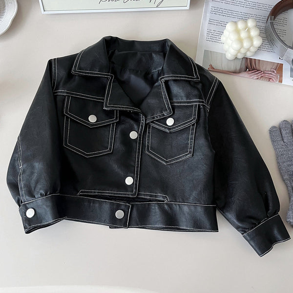 New Autumn Children's Soft PU Leather Jacket