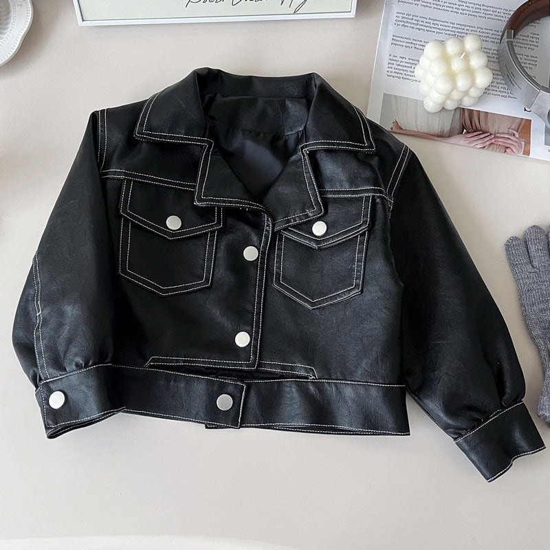 New Autumn Children's Soft PU Leather Jacket