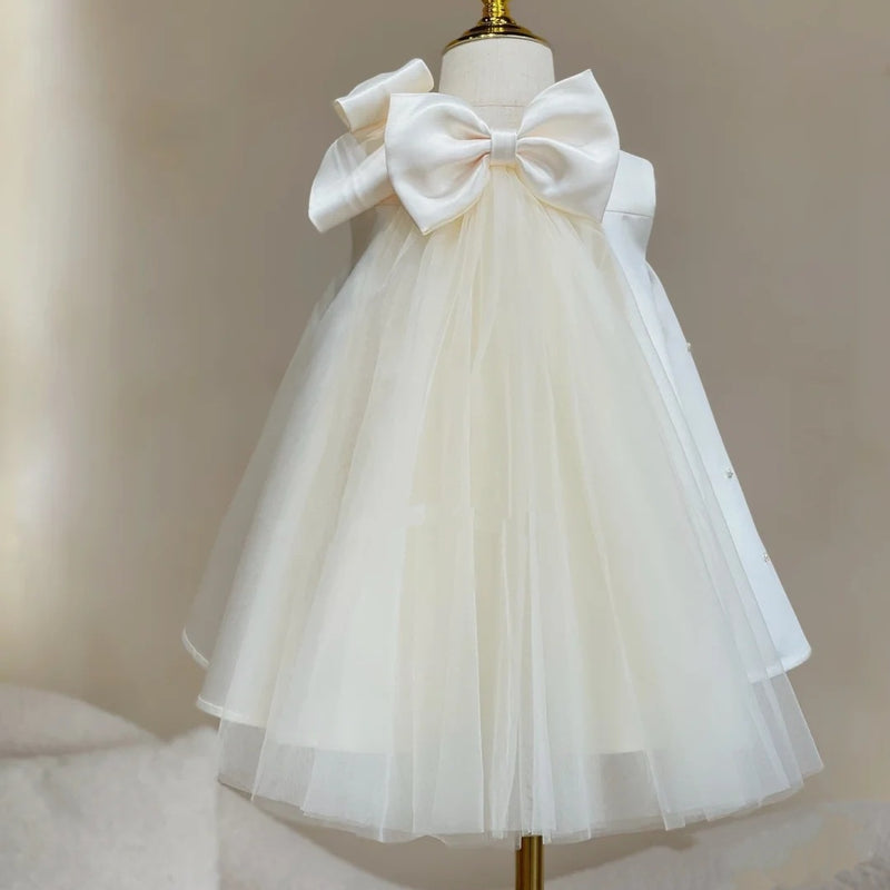 Cute Baby Girls White Baptism Birthday Party Princess Dress