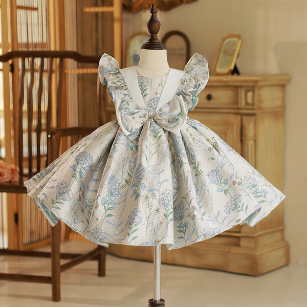 Baby Girl Dress Flower Girl Communion Party Wedding Formal Bowknot Fluffy Princess Dress