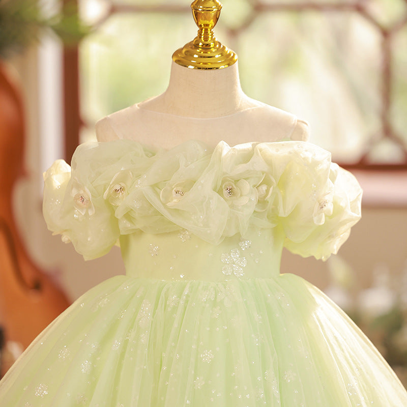 Elegant Baby Girls Light Green Tube Top First Communion Princess Dress Toddler Toddler Prom Dress