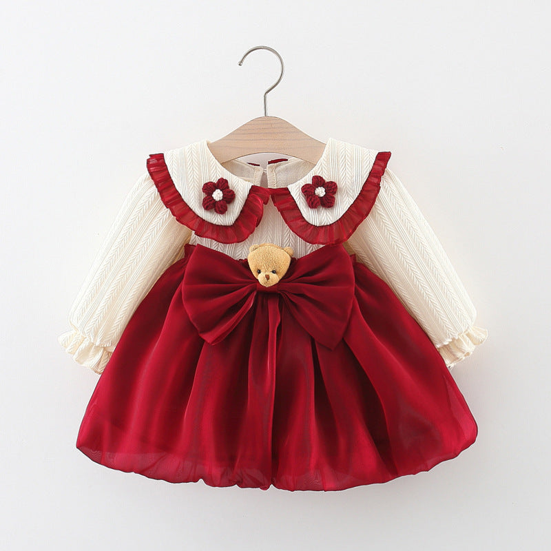Girls Autumn School Dresses Girls Elegant School Dresses, Red / 2-3 Years (100cm) Girls Autumn School Dresses Girls Elegant School Dresses, Red / 2-3 Years (100cm)