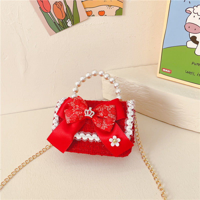 Cute Christmas Girls Pearl Handbag Girls Chain Coin Purse