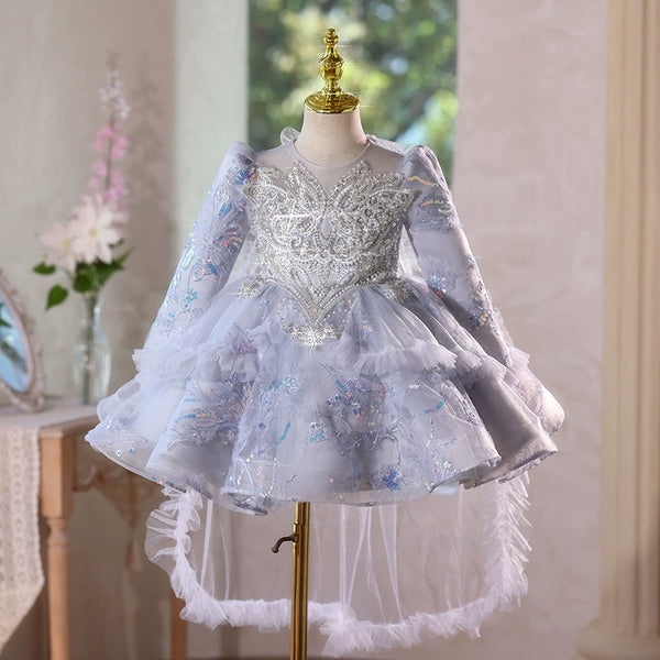 Baby Birthday Dress Children's Puffy Princess Dress Flower Girl Wedding Dress