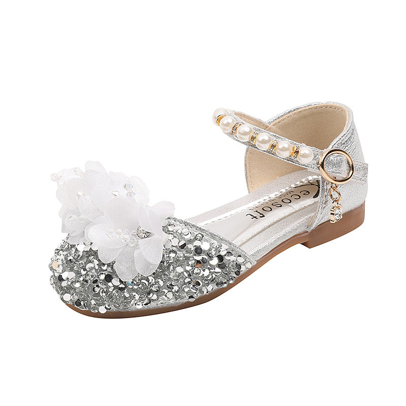 Girls Princess Diamond Shoes Leather Shoes Dance Shoes
