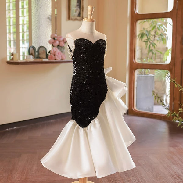 Elegant Baby Black Sequined Hip Mermaid Dress Girls Pageant Dresses