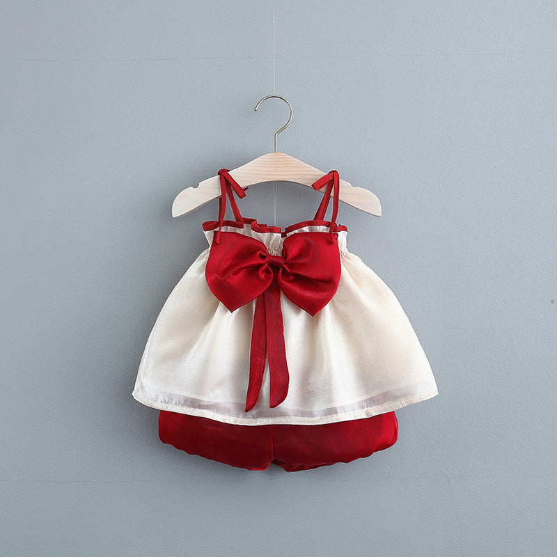 Baby Girl Summer Suit Suspender Skirt Shorts Two Piece Suit