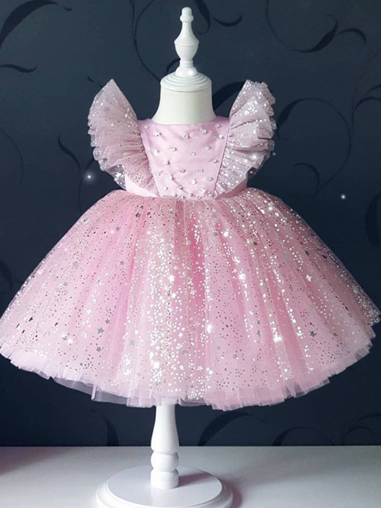 Baby Cute Girl Pageant Dress Toddler First Birthday Party Princess Dress