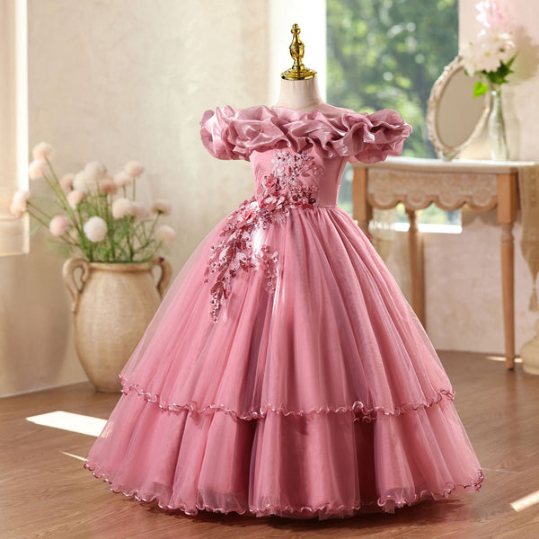 Girls Beauty Pageant Dress Flower Girl Wedding Princess Dress Children's Birthday Dress