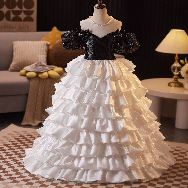 Girls Birthday Dress Girls Black Sequin Princess Dress Children's Prom Dress