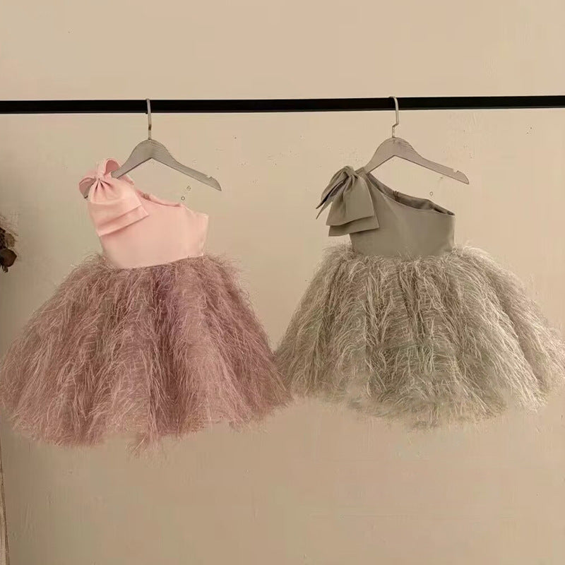 Elegant Baby Tassel Mesh Princess Dress Toddler Communion Dress Girl Formal Dresses