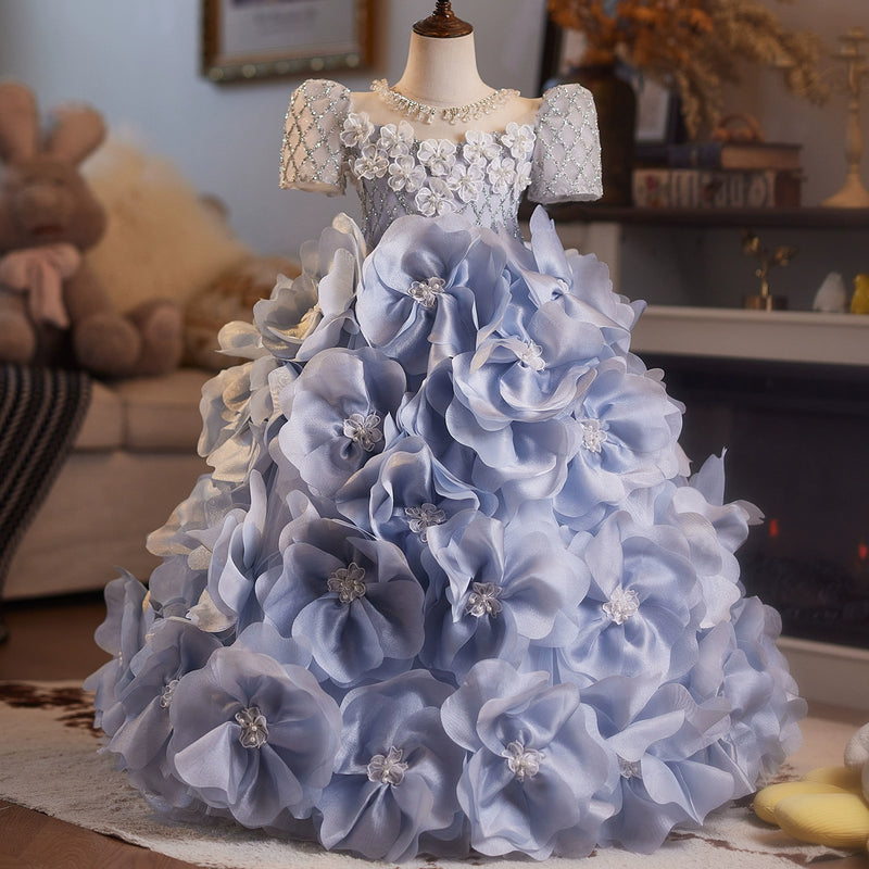 Girls Prom Dresses Children's Birthday Princess Dress Girls Pageant Blue Dress Girls Prom Dresses Children's Birthday Princess Dress Girls Pageant Blue Dress