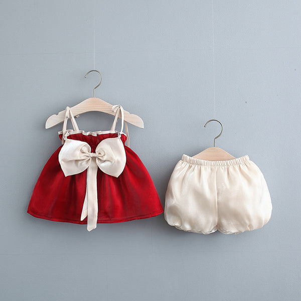 Baby Girl Summer Suit Suspender Skirt Shorts Two Piece Suit