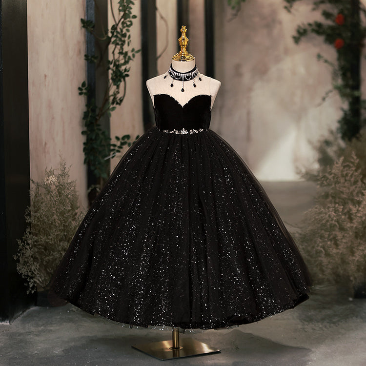Children's Christening Dress Girls Birthday Black Princess Dress